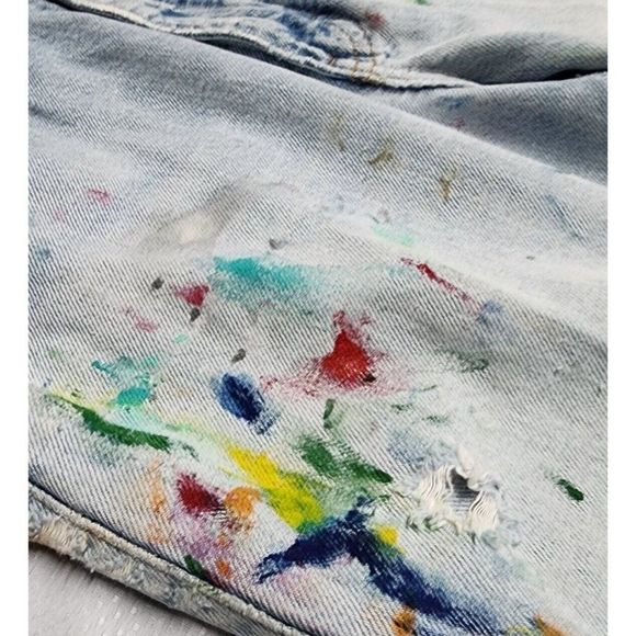 Vintage BonJour Jeans Women 14 High Waist Rise Light Trashed Paint Distressed - Picture 14 of 16